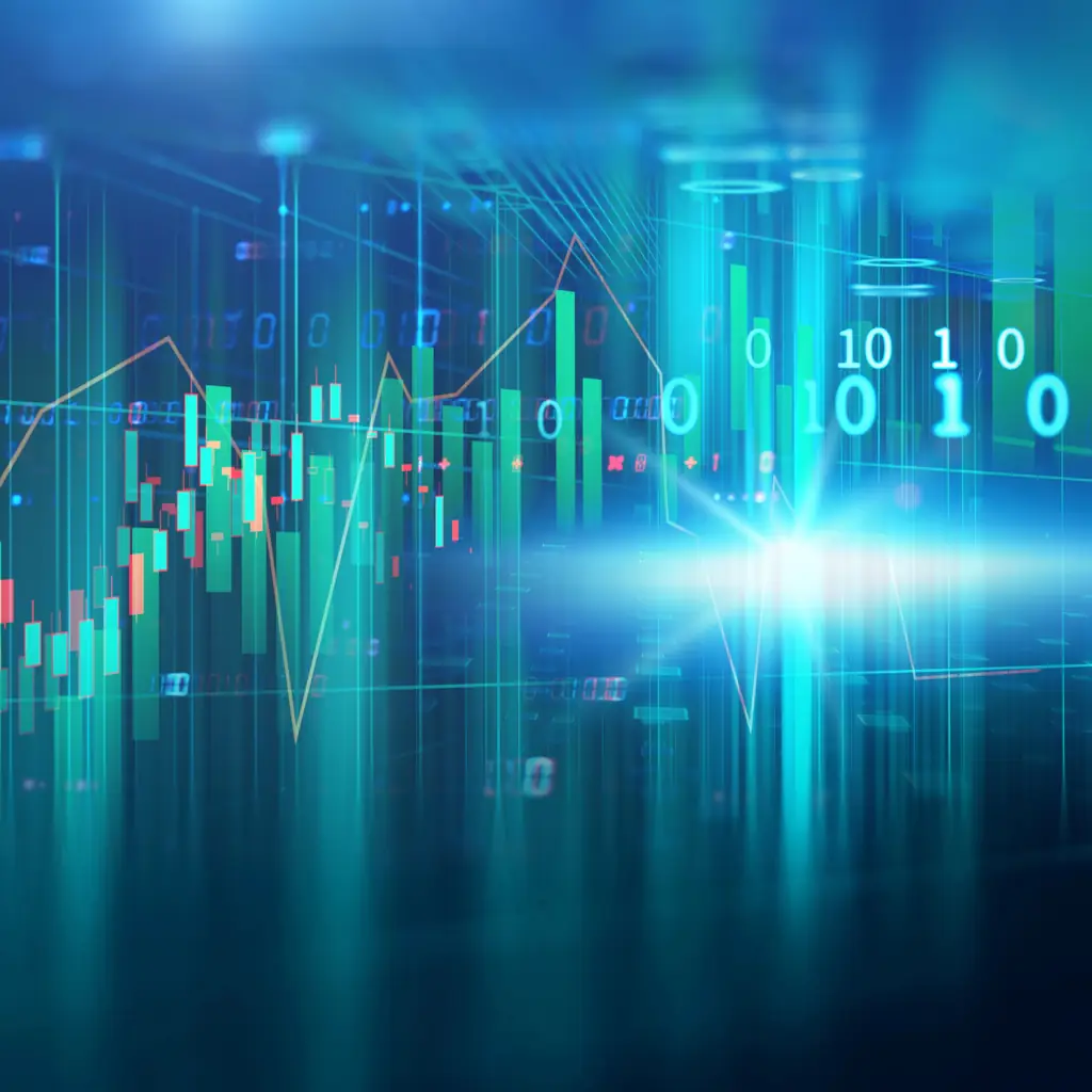 Financial Numbers Graph Abstract Background Futuristic digital financial chart with binary code.