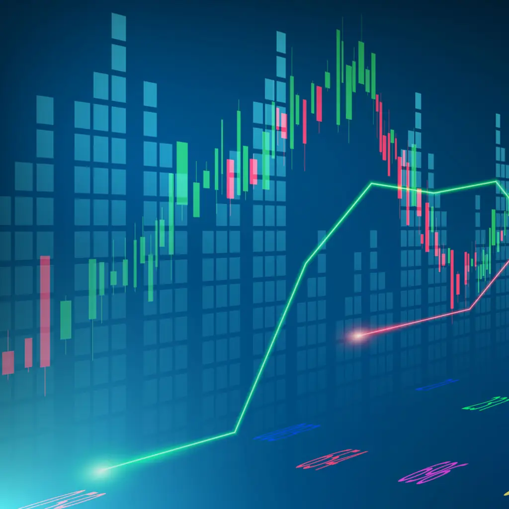 Financial chart with abstract technology concepts design